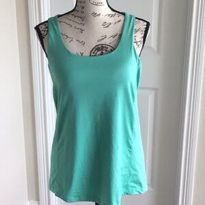 Icyzone green & black loose fit workout tank with bra Sz S NWT